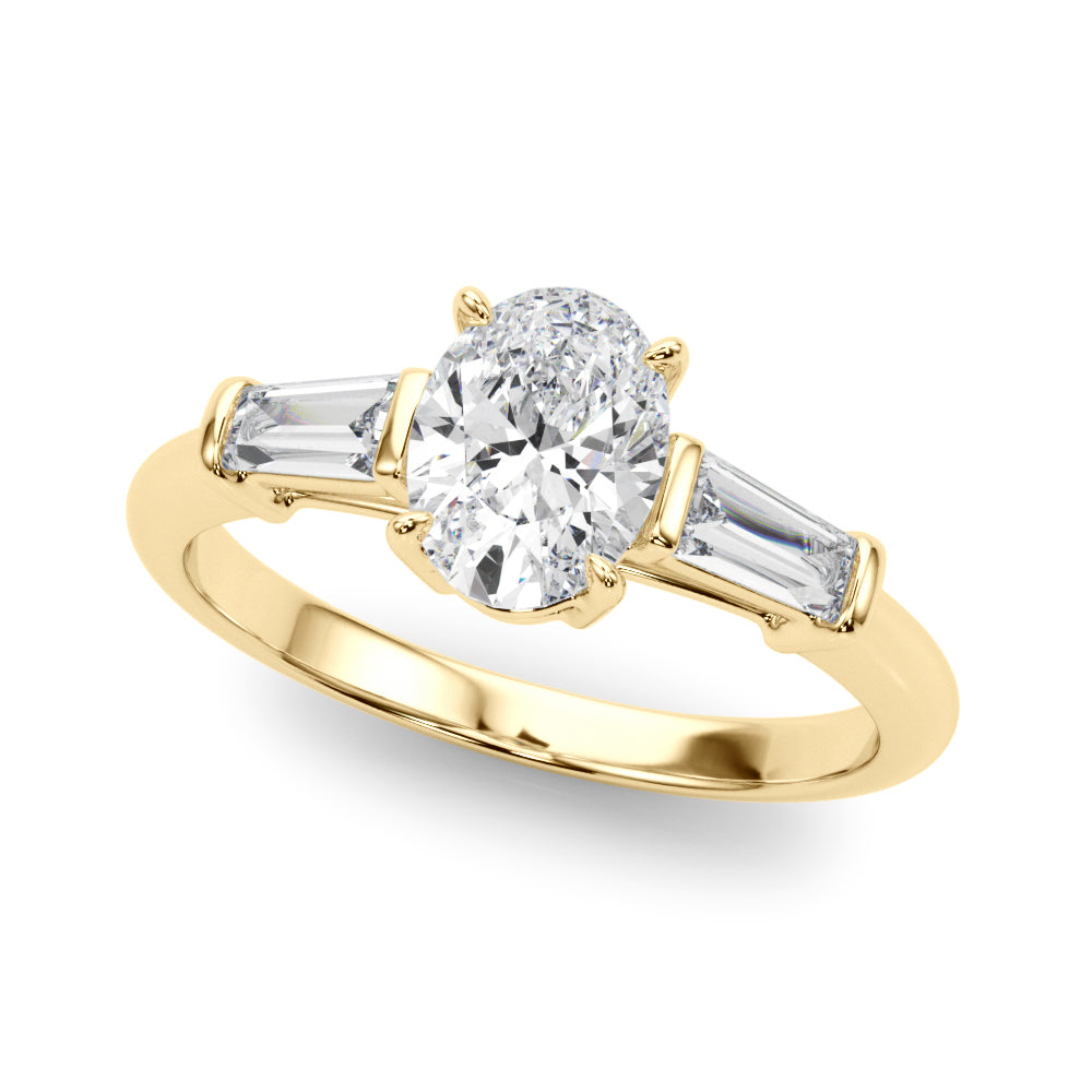 Oval Three-Stone Diamond Engagement Ring in 10K/14K gold and platinum with certified lab-grown or natural diamonds