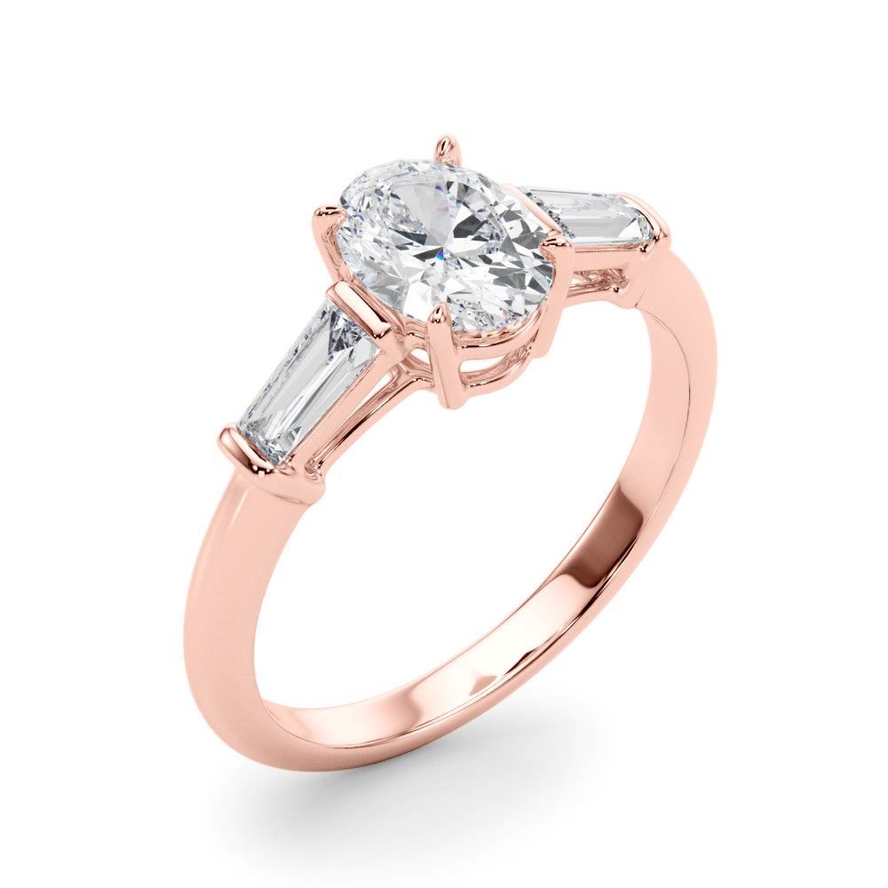 Oval Three-Stone Diamond Engagement Ring in 10K/14K gold and platinum with certified lab-grown or natural diamonds