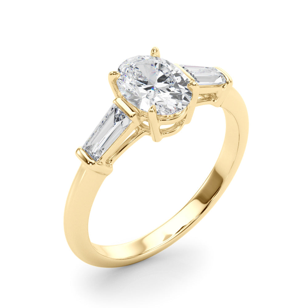 Oval Three-Stone Diamond Engagement Ring in 10K/14K gold and platinum with certified lab-grown or natural diamonds