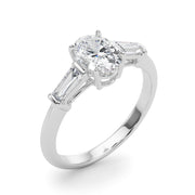 Oval Three-Stone Diamond Engagement Ring in 10K/14K gold and platinum with certified lab-grown or natural diamonds