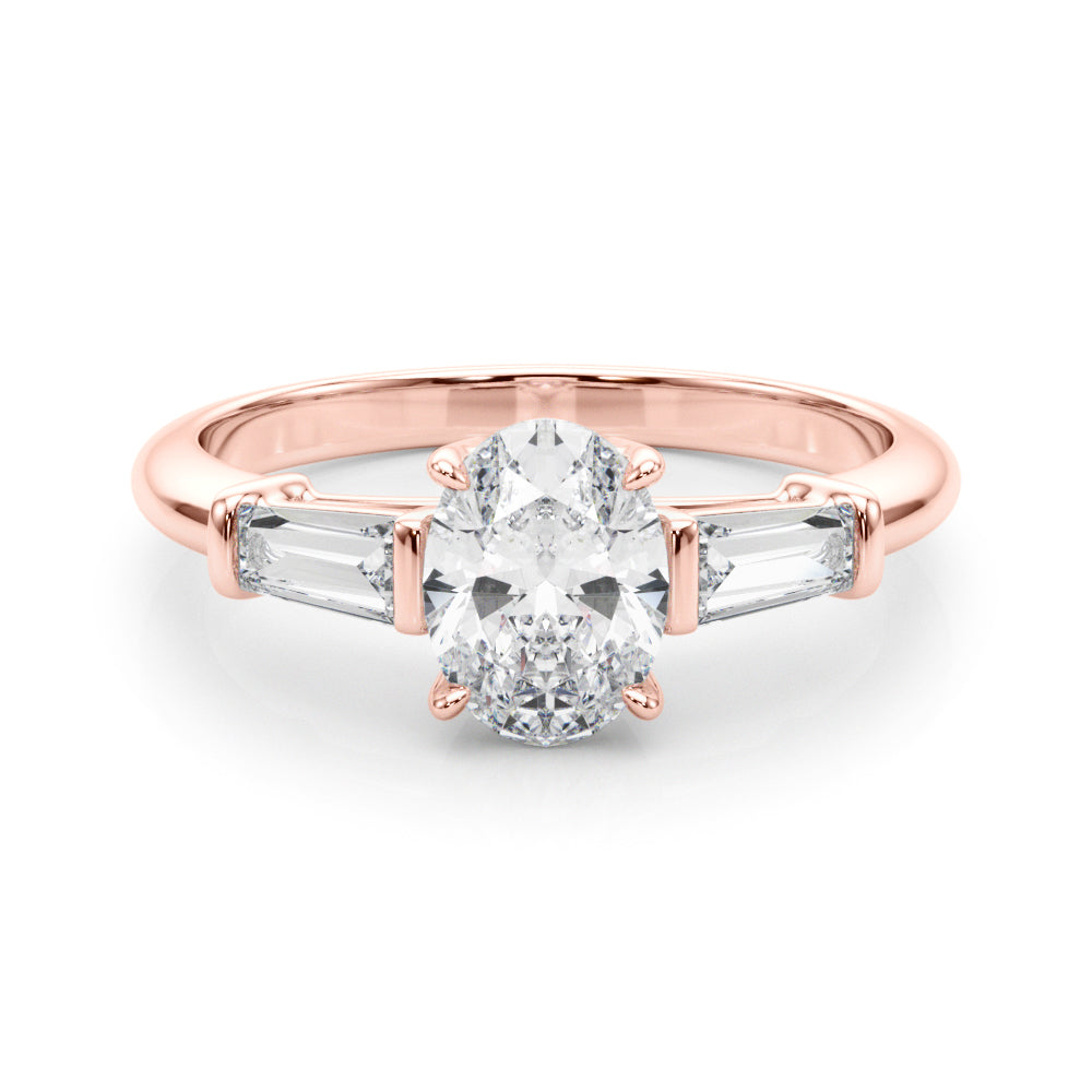 Oval Three-Stone Diamond Engagement Ring in 10K/14K gold and platinum with certified lab-grown or natural diamonds