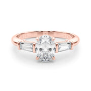 Oval Three-Stone Diamond Engagement Ring in 10K/14K gold and platinum with certified lab-grown or natural diamonds