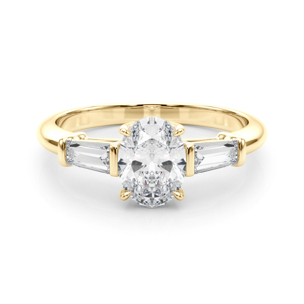 Oval Three-Stone Diamond Engagement Ring in 10K/14K gold and platinum with certified lab-grown or natural diamonds