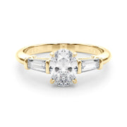 Oval Three-Stone Diamond Engagement Ring in 10K/14K gold and platinum with certified lab-grown or natural diamonds