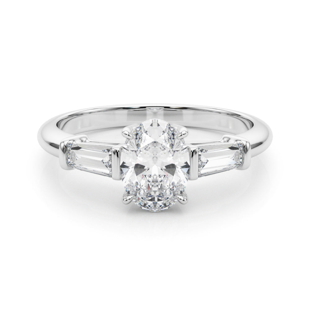 Oval Three-Stone Diamond Engagement Ring in 10K/14K gold and platinum with certified lab-grown or natural diamonds