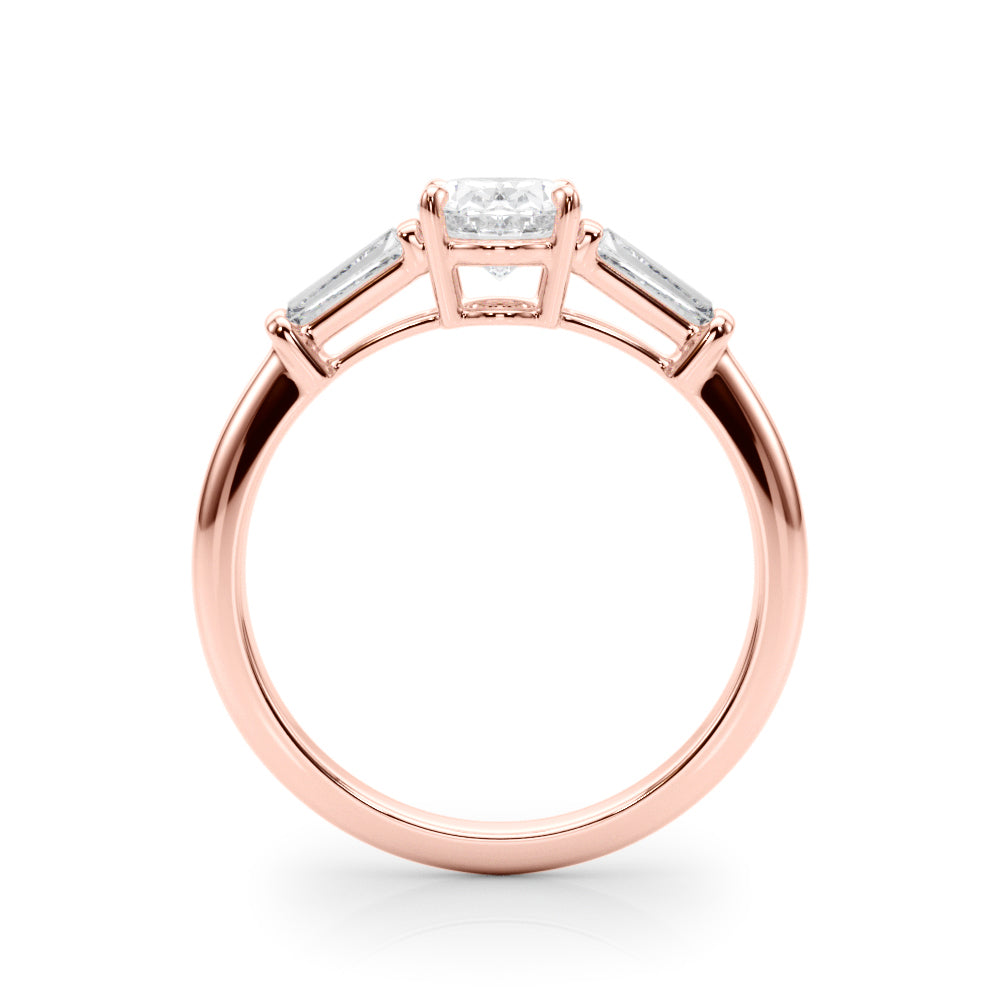 Oval Three-Stone Diamond Engagement Ring in 10K/14K gold and platinum with certified lab-grown or natural diamonds