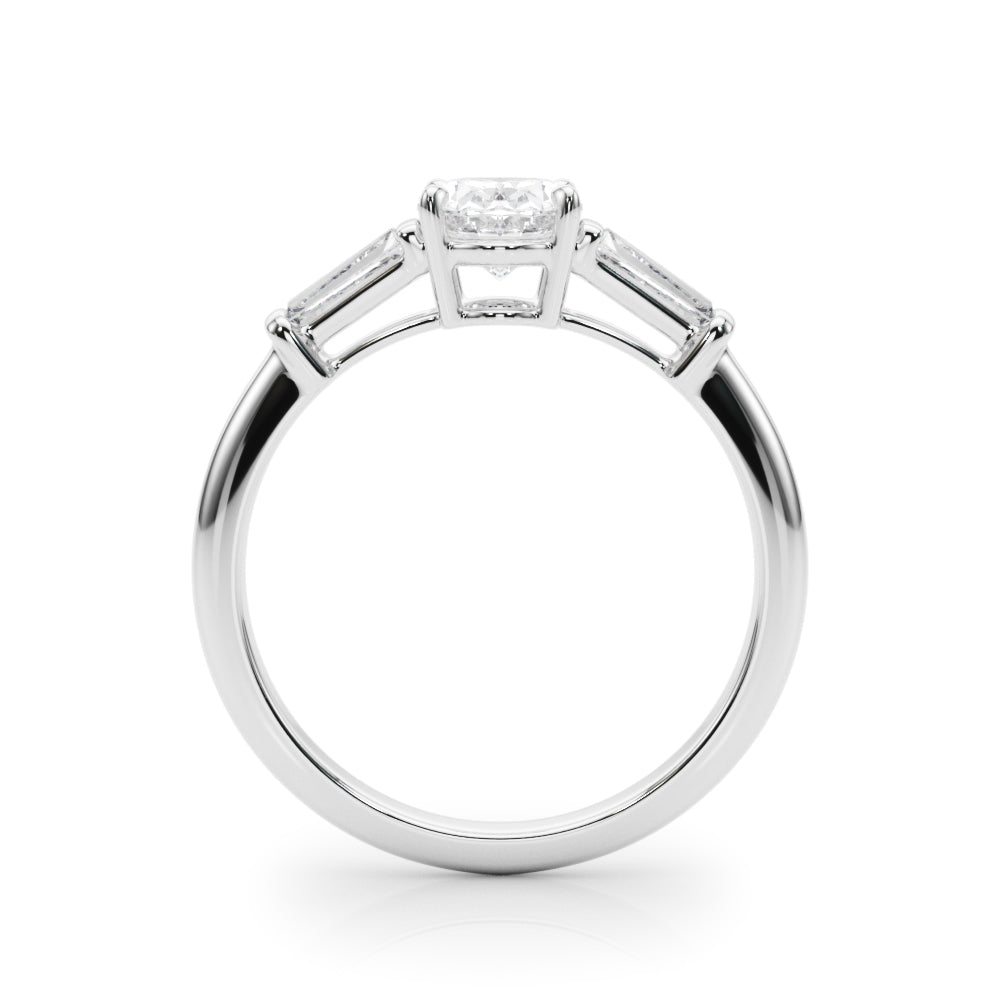 Oval Three-Stone Diamond Engagement Ring in 10K/14K gold and platinum with certified lab-grown or natural diamonds