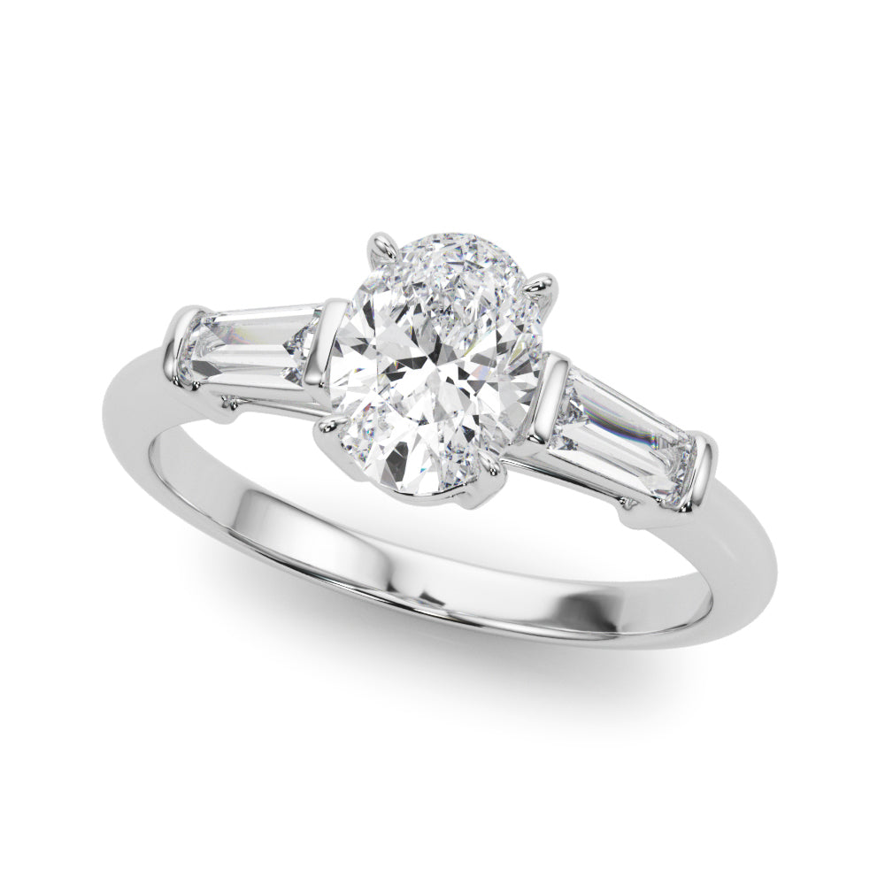 Oval Three-Stone Diamond Engagement Ring in 10K/14K gold and platinum with certified lab-grown or natural diamonds