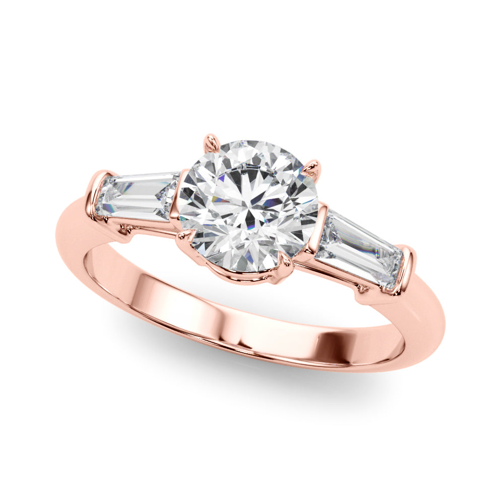 Round Three-Stone Diamond Engagement Ring in 10K/14K gold and platinum with certified lab-grown or natural diamonds