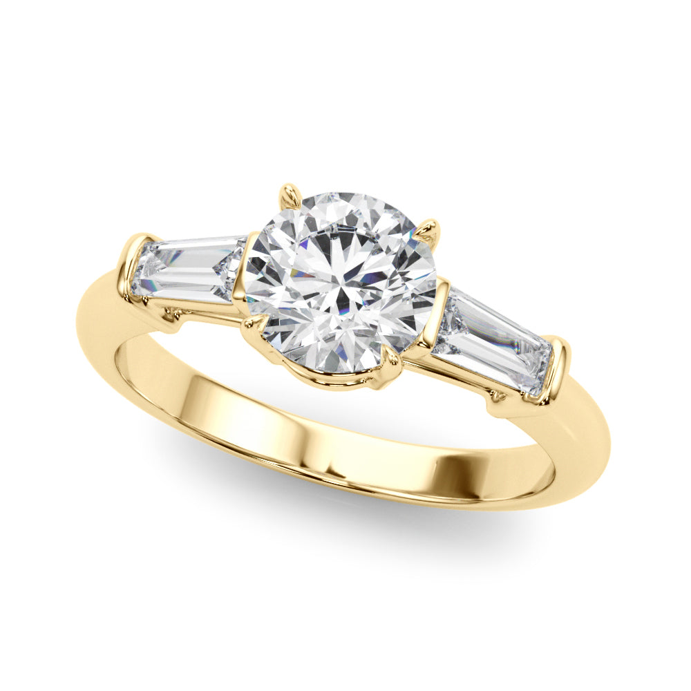 Round Three-Stone Diamond Engagement Ring in 10K/14K gold and platinum with certified lab-grown or natural diamonds