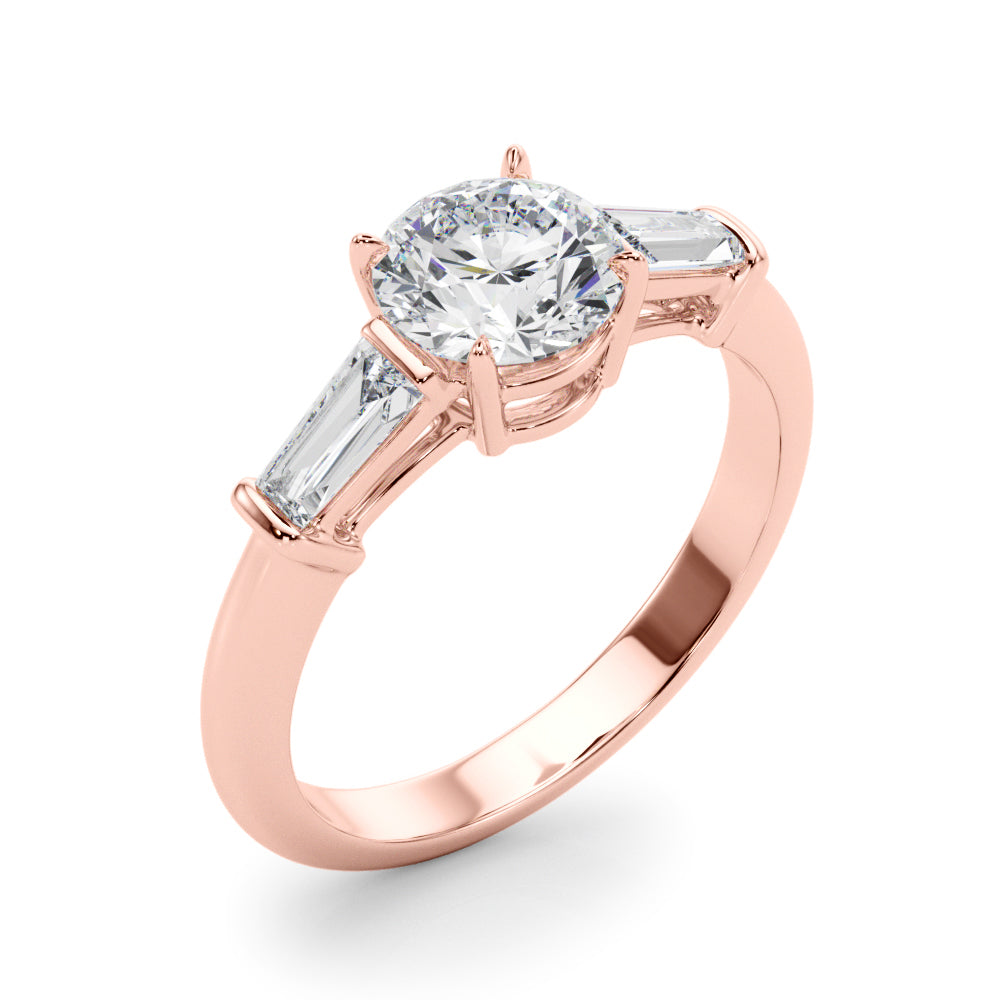 Round Three-Stone Diamond Engagement Ring in 10K/14K gold and platinum with certified lab-grown or natural diamonds