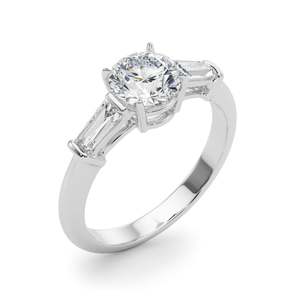 Round Three-Stone Diamond Engagement Ring in 10K/14K gold and platinum with certified lab-grown or natural diamonds