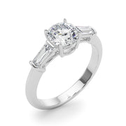 Round Three-Stone Diamond Engagement Ring in 10K/14K gold and platinum with certified lab-grown or natural diamonds