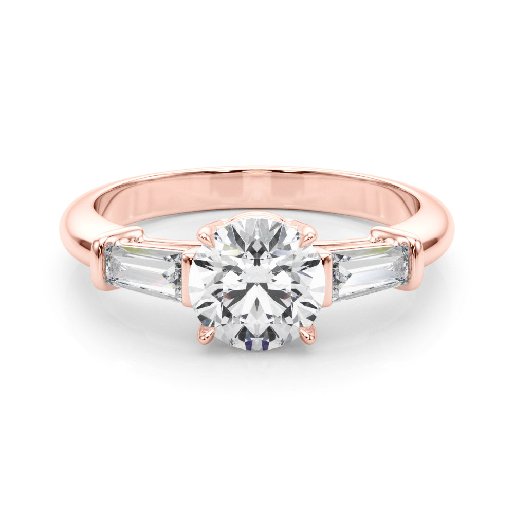 Round Three-Stone Diamond Engagement Ring in 10K/14K gold and platinum with certified lab-grown or natural diamonds