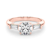 Round Three-Stone Diamond Engagement Ring in 10K/14K gold and platinum with certified lab-grown or natural diamonds