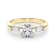 Round Three-Stone Diamond Engagement Ring in 10K/14K gold and platinum with certified lab-grown or natural diamonds