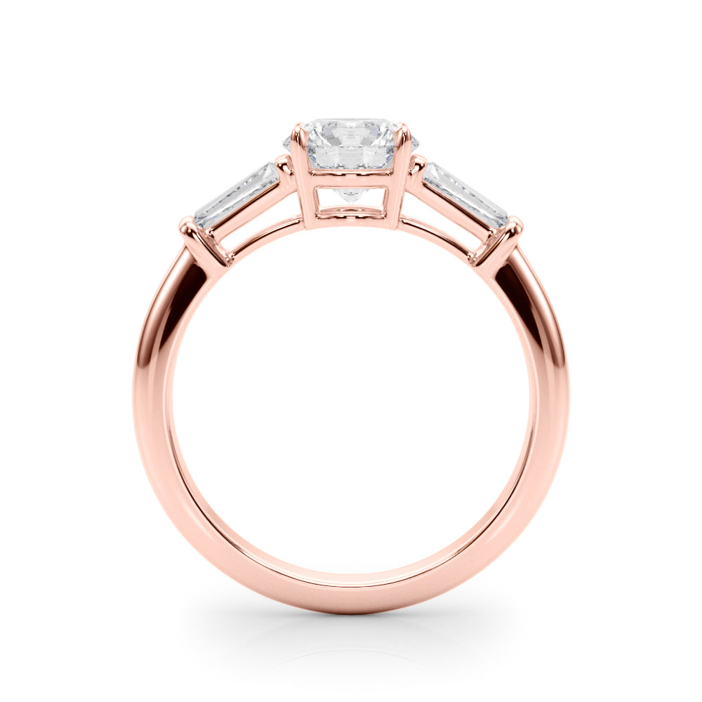 Round Three-Stone Diamond Engagement Ring in 10K/14K gold and platinum with certified lab-grown or natural diamonds