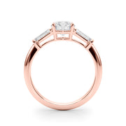 Round Three-Stone Diamond Engagement Ring in 10K/14K gold and platinum with certified lab-grown or natural diamonds