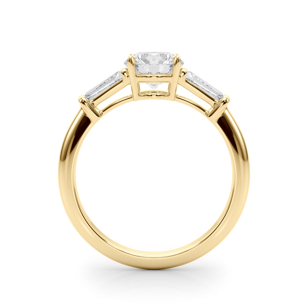 Round Three-Stone Diamond Engagement Ring in 10K/14K gold and platinum with certified lab-grown or natural diamonds