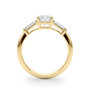 Round Three-Stone Diamond Engagement Ring in 10K/14K gold and platinum with certified lab-grown or natural diamonds