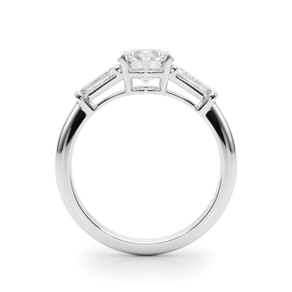 Round Three-Stone Diamond Engagement Ring in 10K/14K gold and platinum with certified lab-grown or natural diamonds