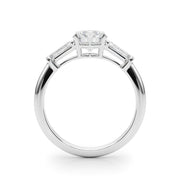 Round Three-Stone Diamond Engagement Ring in 10K/14K gold and platinum with certified lab-grown or natural diamonds