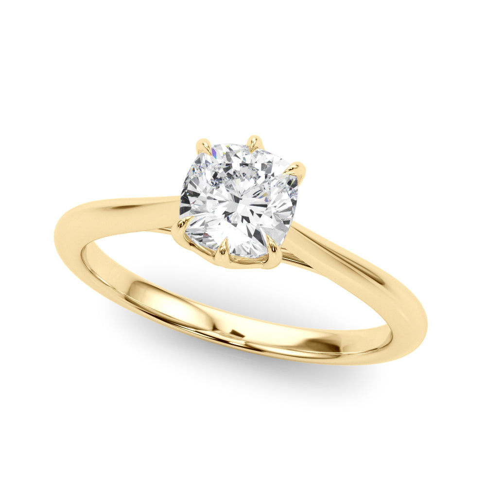 Statement Solitaire 3.8x3.8 Cushion Diamond Engagement Ring in 10K/14K gold and platinum with certified lab-grown or natural diamonds