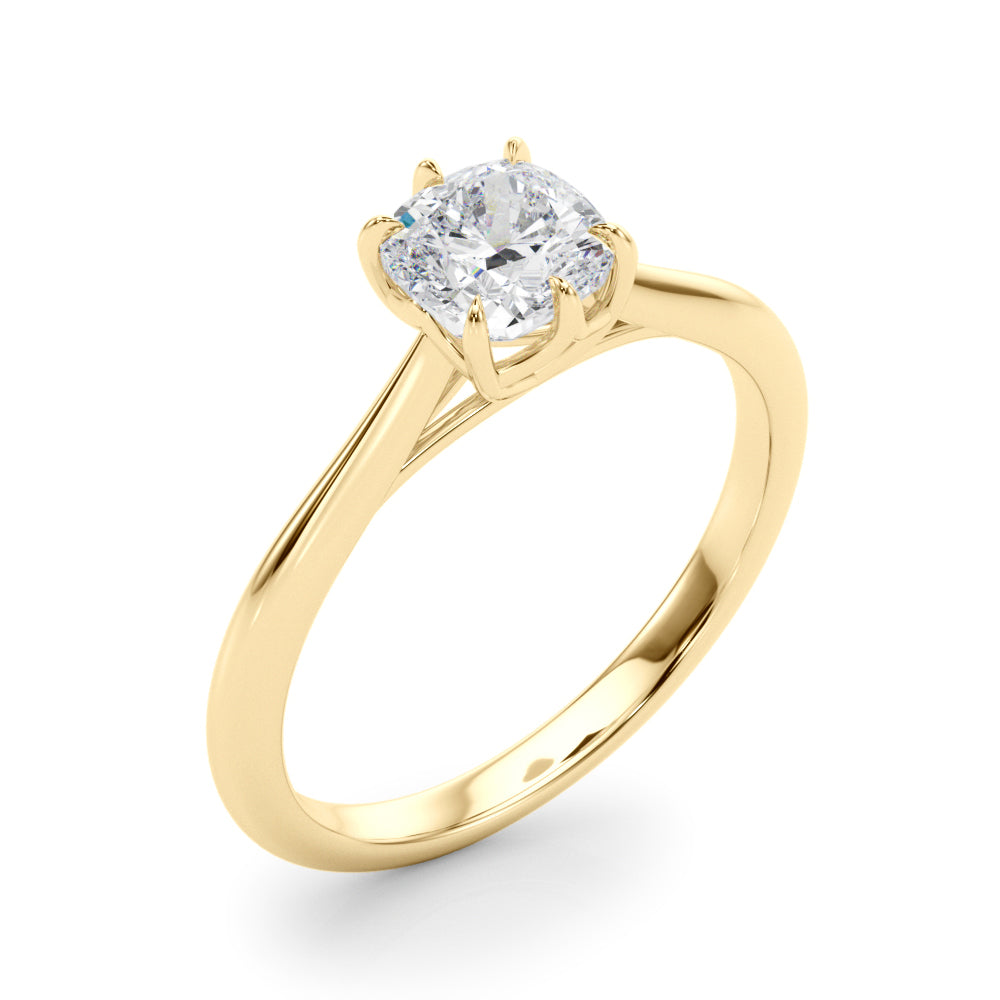 Statement Solitaire 3.8x3.8 Cushion Diamond Engagement Ring in 10K/14K gold and platinum with certified lab-grown or natural diamonds