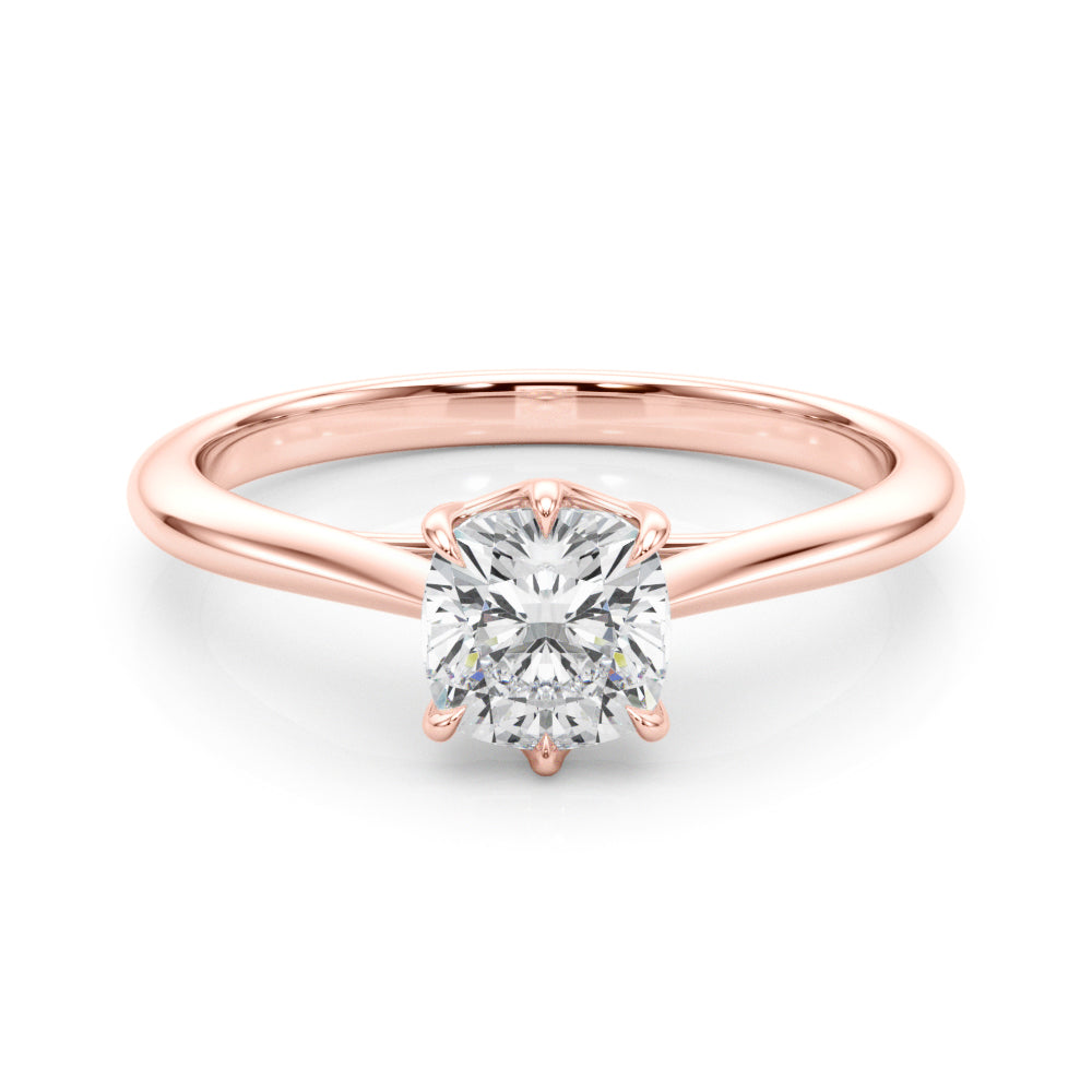 Statement Solitaire 3.8x3.8 Cushion Diamond Engagement Ring in 10K/14K gold and platinum with certified lab-grown or natural diamonds