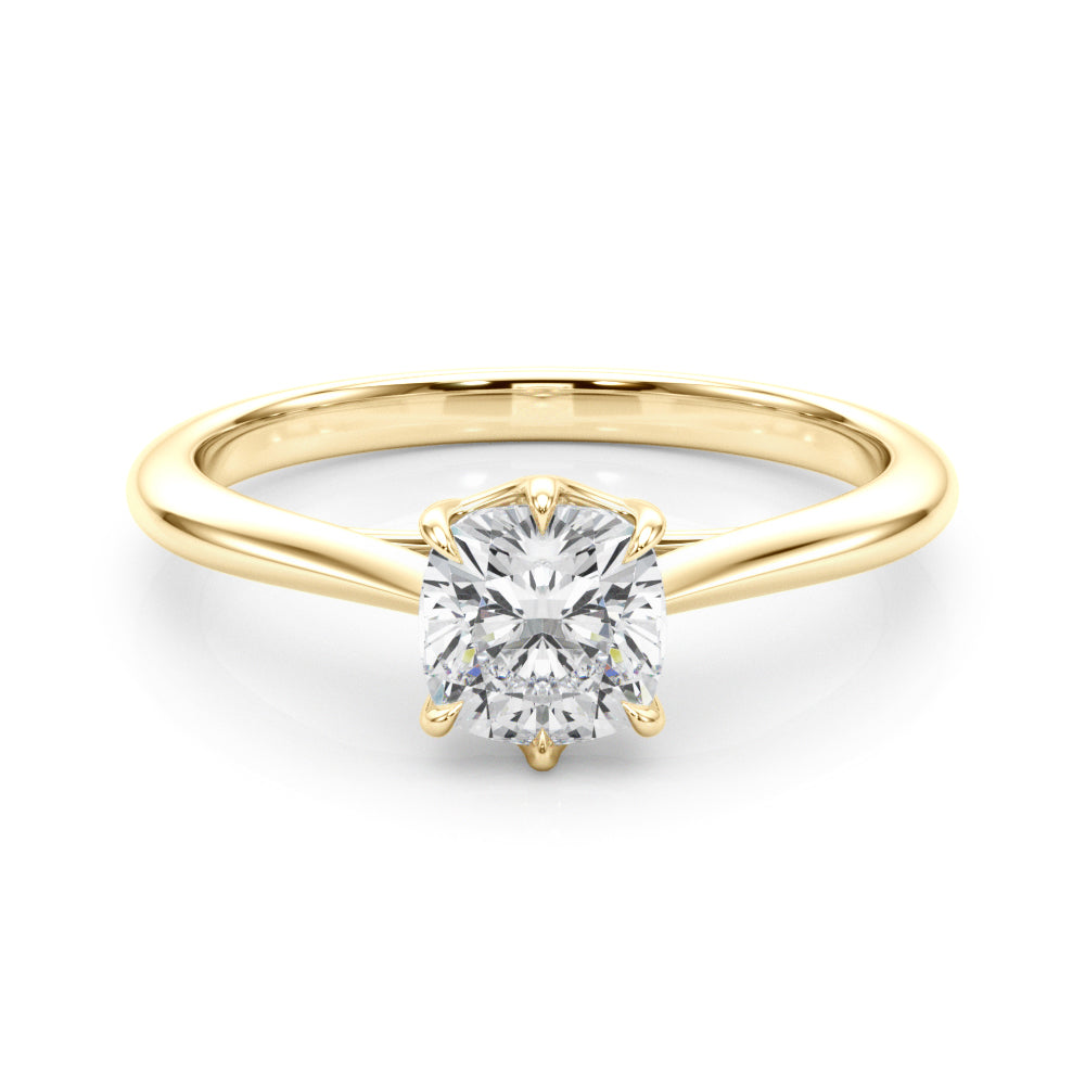 Statement Solitaire 3.8x3.8 Cushion Diamond Engagement Ring in 10K/14K gold and platinum with certified lab-grown or natural diamonds