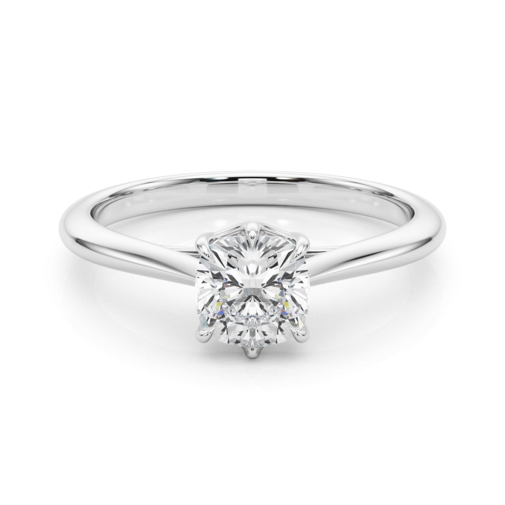Statement Solitaire 3.8x3.8 Cushion Diamond Engagement Ring in 10K/14K gold and platinum with certified lab-grown or natural diamonds