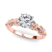 Artisan Engagment Ring With Peg Head Round Diamond Engagement Ring in 10K/14K gold and platinum with certified lab-grown or natural diamonds