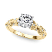 Artisan Engagment Ring With Peg Head Round Diamond Engagement Ring in 10K/14K gold and platinum with certified lab-grown or natural diamonds