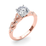 Artisan Engagment Ring With Peg Head Round Diamond Engagement Ring in 10K/14K gold and platinum with certified lab-grown or natural diamonds