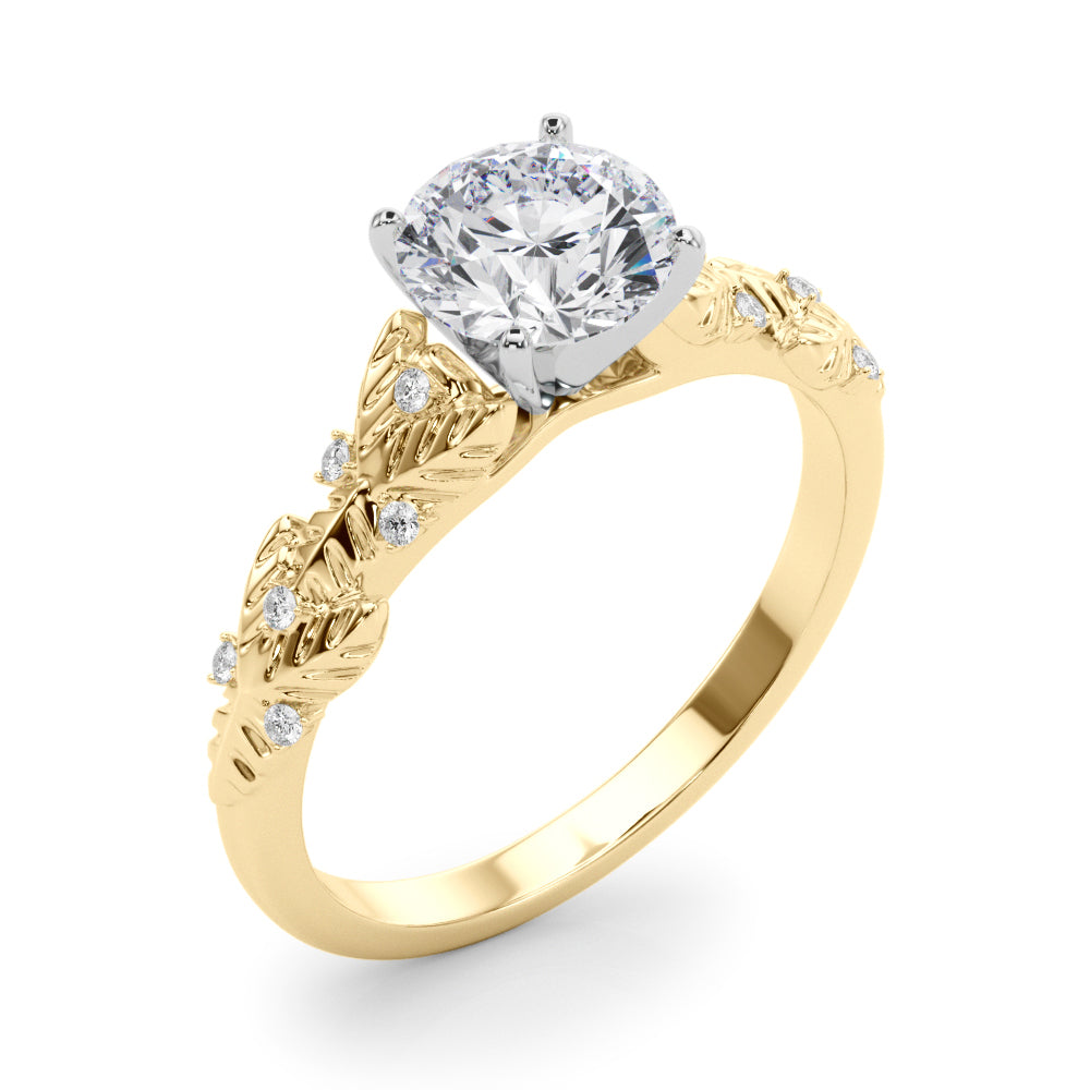 Artisan Engagment Ring With Peg Head Round Diamond Engagement Ring in 10K/14K gold and platinum with certified lab-grown or natural diamonds
