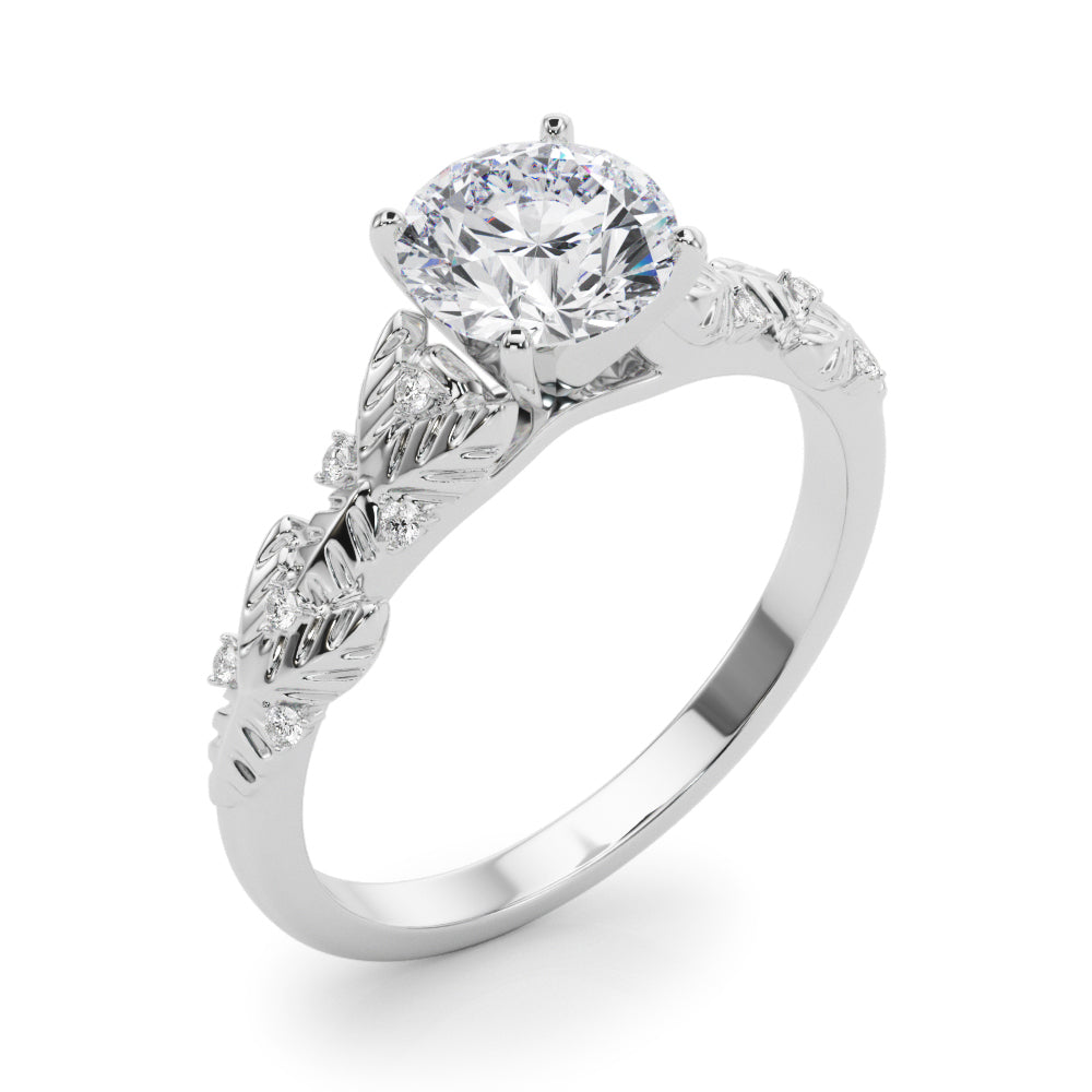 Artisan Engagment Ring With Peg Head Round Diamond Engagement Ring in 10K/14K gold and platinum with certified lab-grown or natural diamonds
