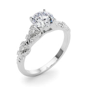 Artisan Engagment Ring With Peg Head Round Diamond Engagement Ring in 10K/14K gold and platinum with certified lab-grown or natural diamonds