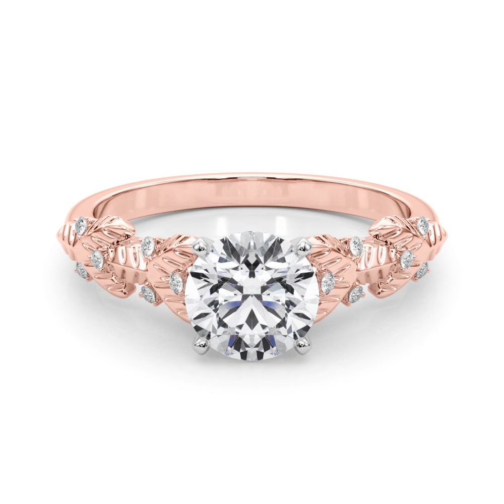 Artisan Engagment Ring With Peg Head Round Diamond Engagement Ring in 10K/14K gold and platinum with certified lab-grown or natural diamonds