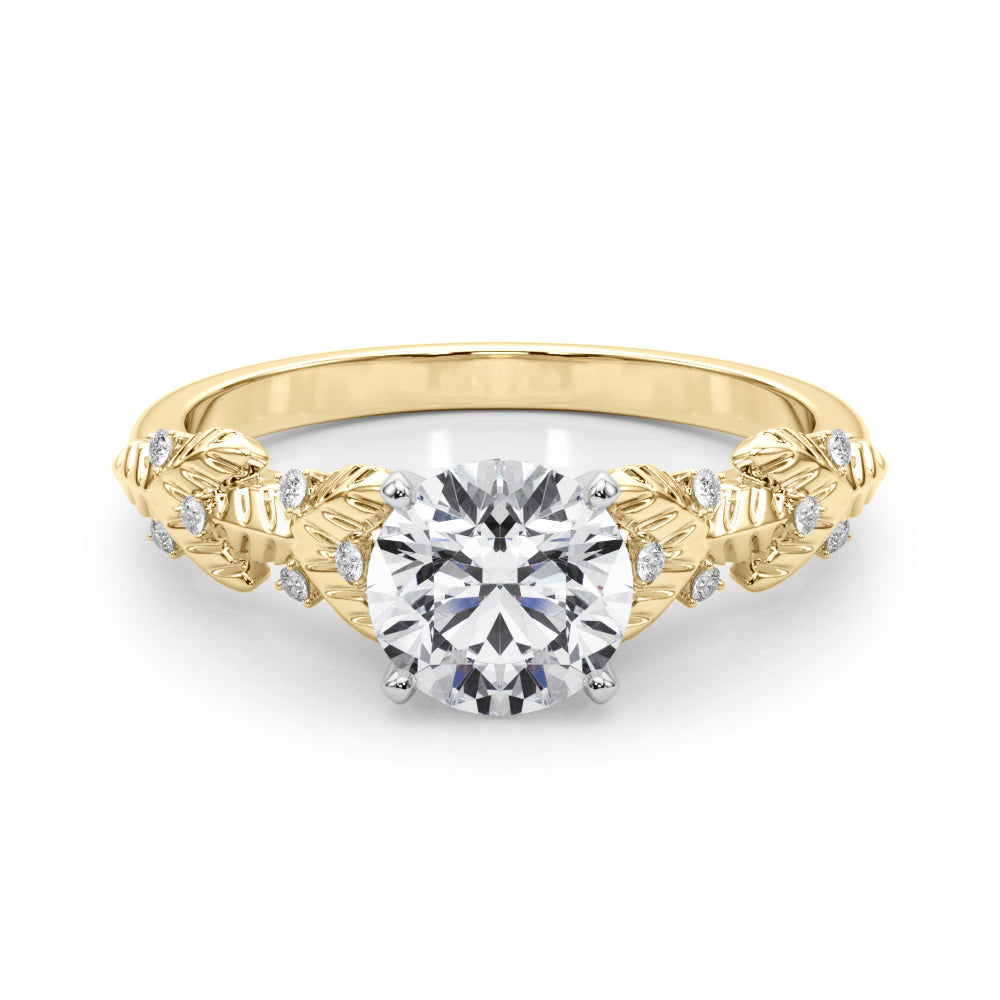 Artisan Engagment Ring With Peg Head Round Diamond Engagement Ring in 10K/14K gold and platinum with certified lab-grown or natural diamonds