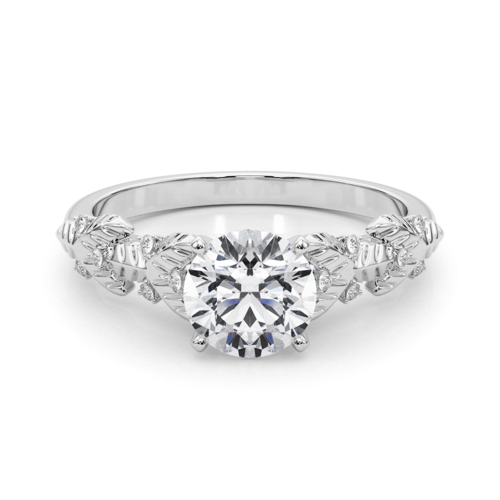 Artisan Engagment Ring With Peg Head Round Diamond Engagement Ring in 10K/14K gold and platinum with certified lab-grown or natural diamonds