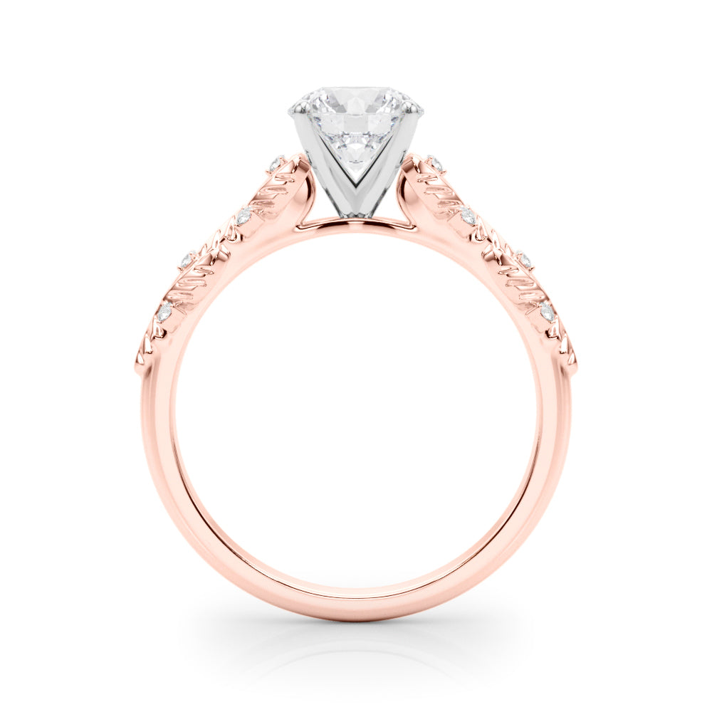 Artisan Engagment Ring With Peg Head Round Diamond Engagement Ring in 10K/14K gold and platinum with certified lab-grown or natural diamonds