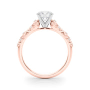 Artisan Engagment Ring With Peg Head Round Diamond Engagement Ring in 10K/14K gold and platinum with certified lab-grown or natural diamonds