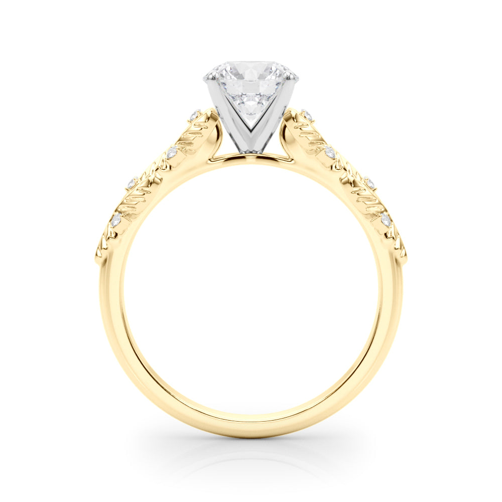 Artisan Engagment Ring With Peg Head Round Diamond Engagement Ring in 10K/14K gold and platinum with certified lab-grown or natural diamonds