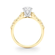 Artisan Engagment Ring With Peg Head Round Diamond Engagement Ring in 10K/14K gold and platinum with certified lab-grown or natural diamonds