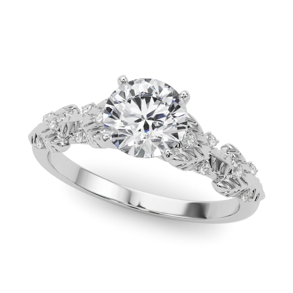 Artisan Engagment Ring With Peg Head Round Diamond Engagement Ring in 10K/14K gold and platinum with certified lab-grown or natural diamonds