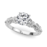 Artisan Engagment Ring With Peg Head Round Diamond Engagement Ring in 10K/14K gold and platinum with certified lab-grown or natural diamonds