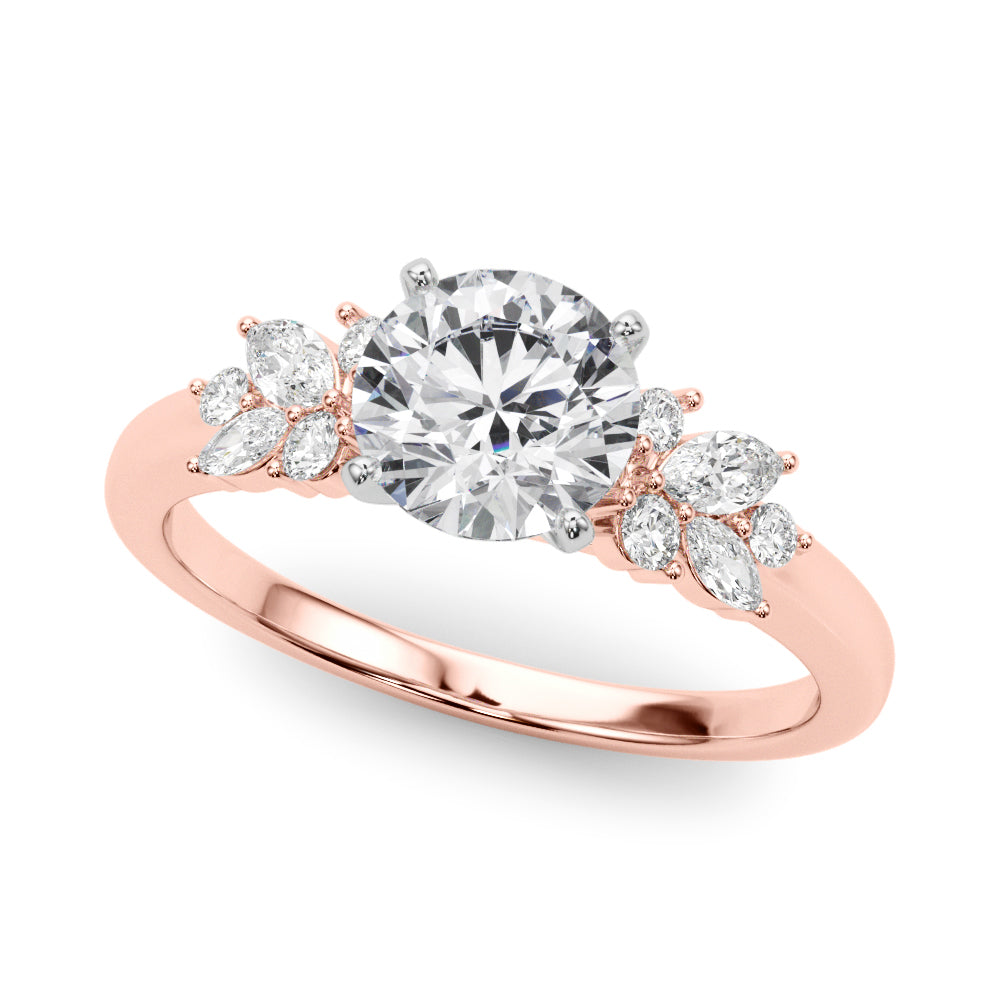 Opulent Engagment Ring With Peg Head Round Diamond Engagement Ring in 10K/14K gold and platinum with certified lab-grown or natural diamonds