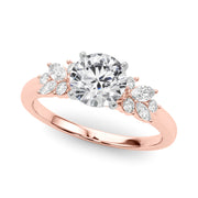Opulent Engagment Ring With Peg Head Round Diamond Engagement Ring in 10K/14K gold and platinum with certified lab-grown or natural diamonds