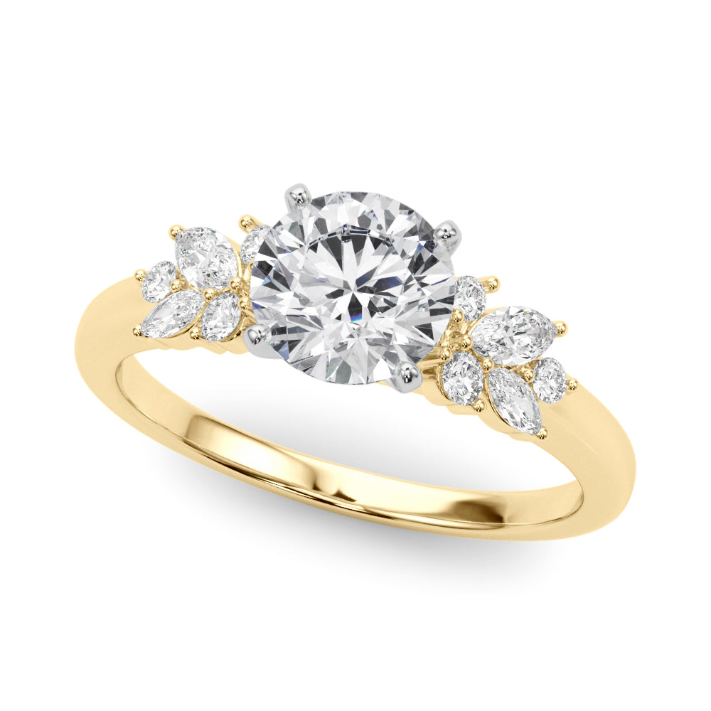 Opulent Engagment Ring With Peg Head Round Diamond Engagement Ring in 10K/14K gold and platinum with certified lab-grown or natural diamonds
