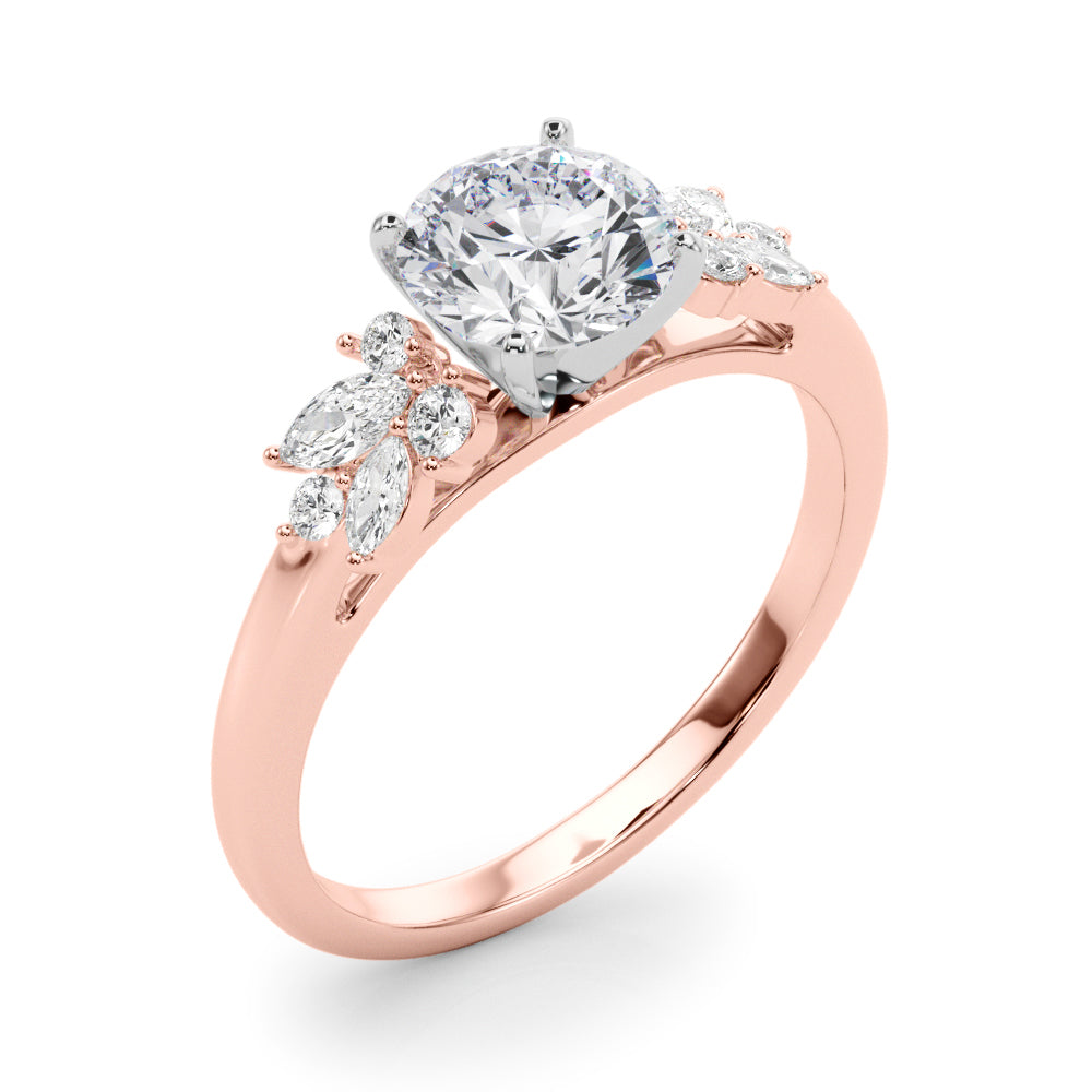 Opulent Engagment Ring With Peg Head Round Diamond Engagement Ring in 10K/14K gold and platinum with certified lab-grown or natural diamonds